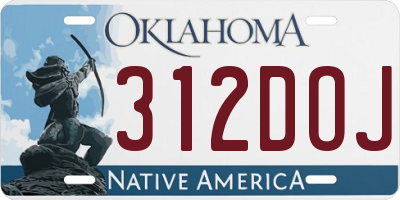 OK license plate 312DOJ