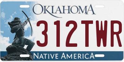 OK license plate 312TWR