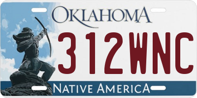 OK license plate 312WNC