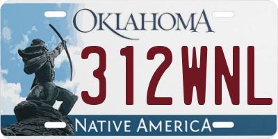 OK license plate 312WNL