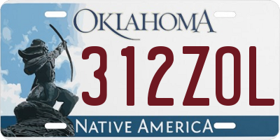 OK license plate 312ZOL