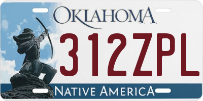 OK license plate 312ZPL