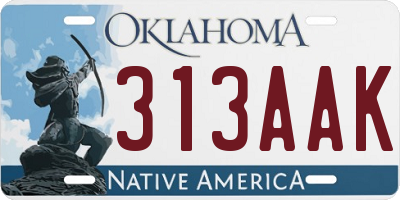 OK license plate 313AAK