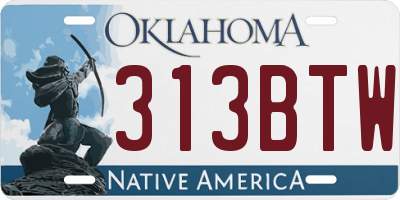 OK license plate 313BTW