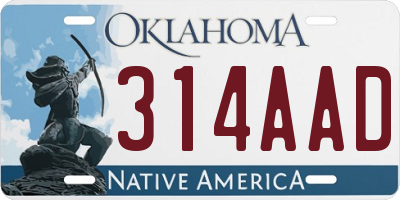 OK license plate 314AAD