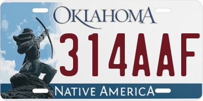 OK license plate 314AAF