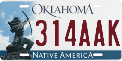 OK license plate 314AAK