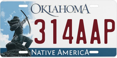 OK license plate 314AAP