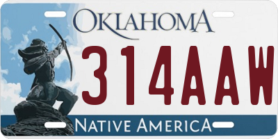 OK license plate 314AAW