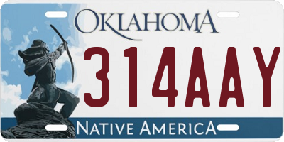 OK license plate 314AAY