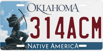 OK license plate 314ACM