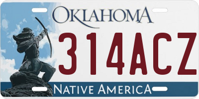 OK license plate 314ACZ