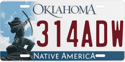 OK license plate 314ADW