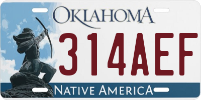 OK license plate 314AEF