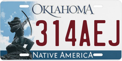 OK license plate 314AEJ