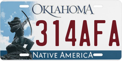 OK license plate 314AFA