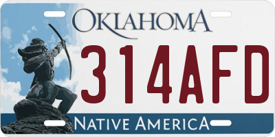 OK license plate 314AFD