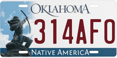 OK license plate 314AFO