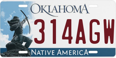 OK license plate 314AGW