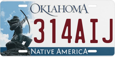 OK license plate 314AIJ
