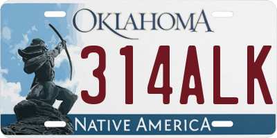 OK license plate 314ALK