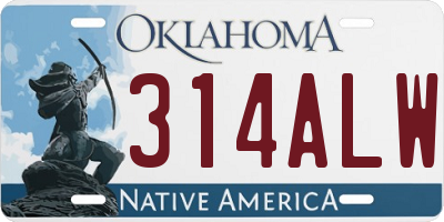 OK license plate 314ALW