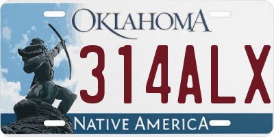 OK license plate 314ALX