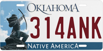 OK license plate 314ANK