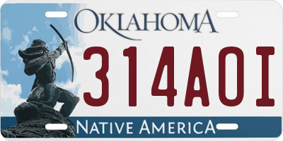 OK license plate 314AOI
