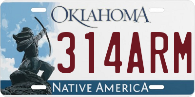 OK license plate 314ARM