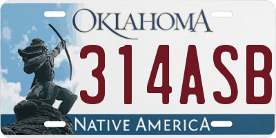 OK license plate 314ASB