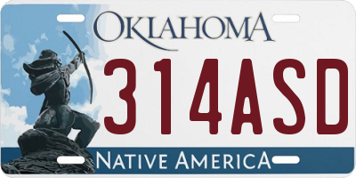 OK license plate 314ASD