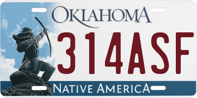 OK license plate 314ASF