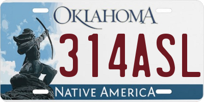 OK license plate 314ASL