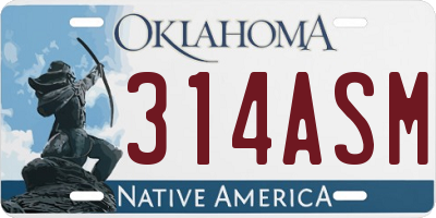 OK license plate 314ASM