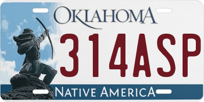 OK license plate 314ASP