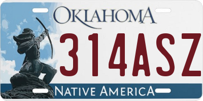 OK license plate 314ASZ