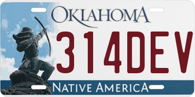 OK license plate 314DEV