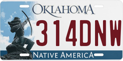 OK license plate 314DNW