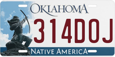 OK license plate 314DOJ