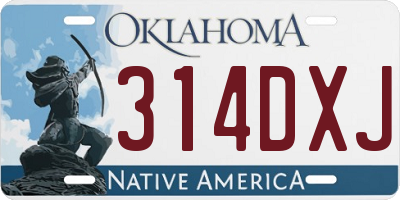 OK license plate 314DXJ