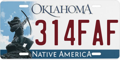 OK license plate 314FAF
