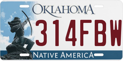 OK license plate 314FBW
