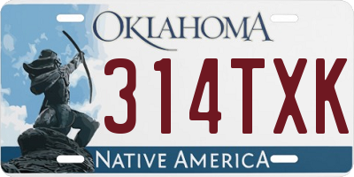 OK license plate 314TXK