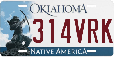 OK license plate 314VRK