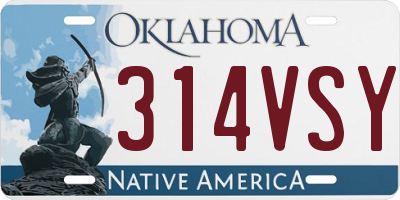OK license plate 314VSY