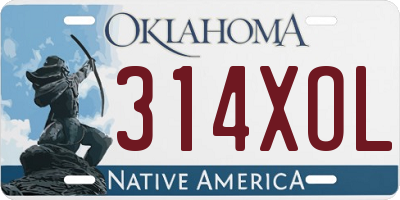 OK license plate 314XOL