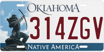 OK license plate 314ZGV