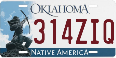 OK license plate 314ZIQ