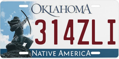 OK license plate 314ZLI